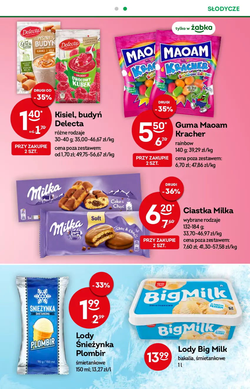 Gazetka promocyjna Żabka - ważna 24.08 do 30.08.2022 - strona 43 - produkty: Big Milk, Budyń, Ciastka, Delecta, Kisiel, Lody, Milka