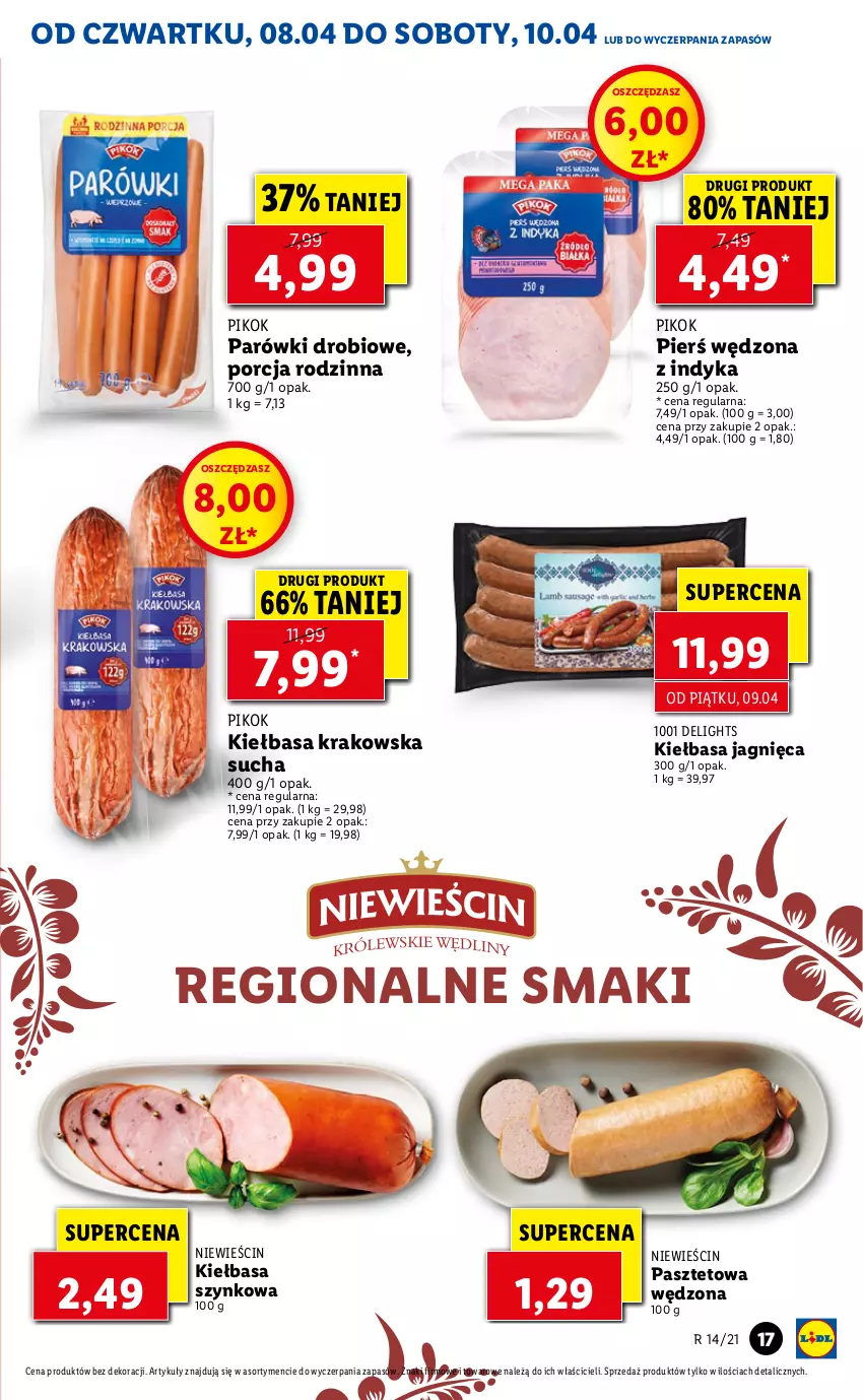 Gazetka promocyjna Lidl - GAZETKA - ważna 08.04 do 10.04.2021 - strona 17 - produkty: Kiełbasa, Kiełbasa krakowska, Kiełbasa szynkowa, Parówki, Pasztet, PIKOK, Por