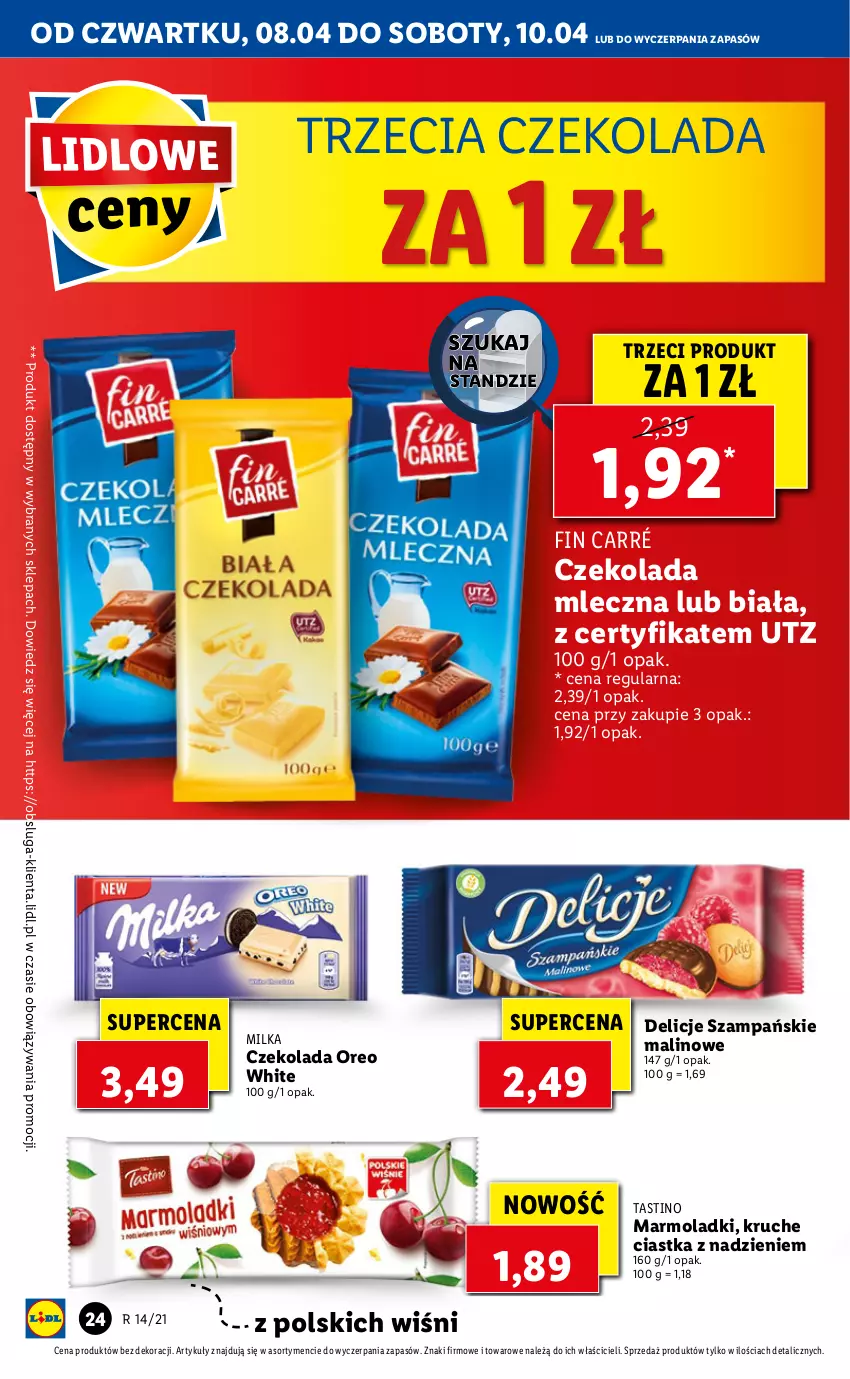 Gazetka promocyjna Lidl - GAZETKA - ważna 08.04 do 10.04.2021 - strona 24 - produkty: Ciastka, Czekolada, Czekolada mleczna, Delicje, Milka, Mola, Oreo