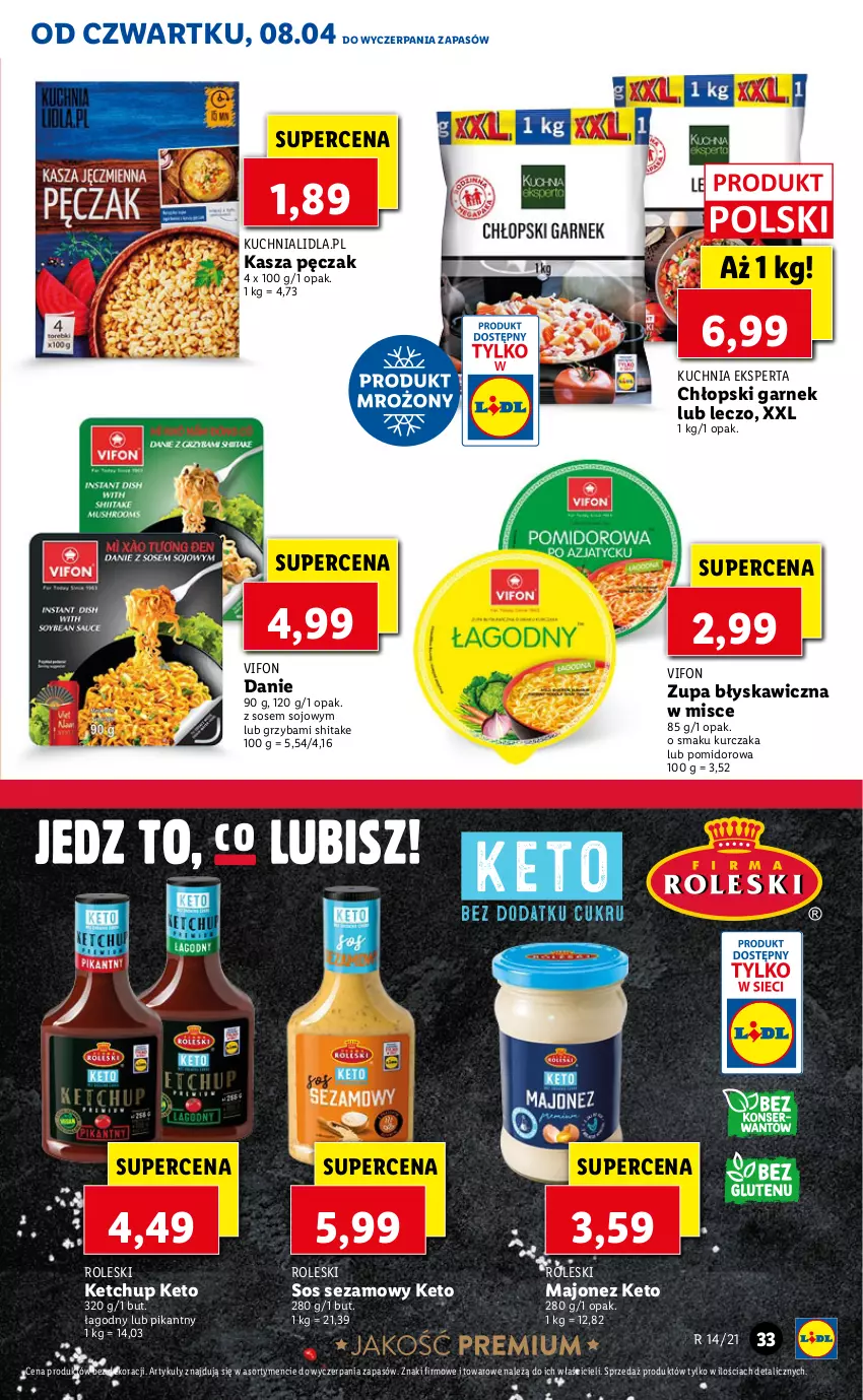 Gazetka promocyjna Lidl - GAZETKA - ważna 08.04 do 10.04.2021 - strona 33 - produkty: Garnek, Kasza, Ketchup, Kuchnia, Kurczak, Majonez, Sezam, Sos, Zupa