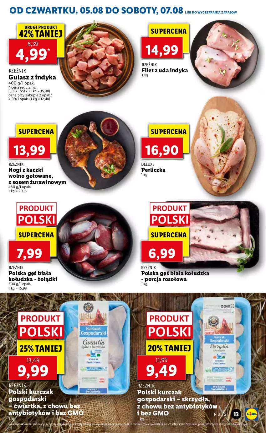 Gazetka promocyjna Lidl - GAZETKA - ważna 05.08 do 07.08.2021 - strona 13 - produkty: Kurczak, Perliczka, Por, Sos, Wino