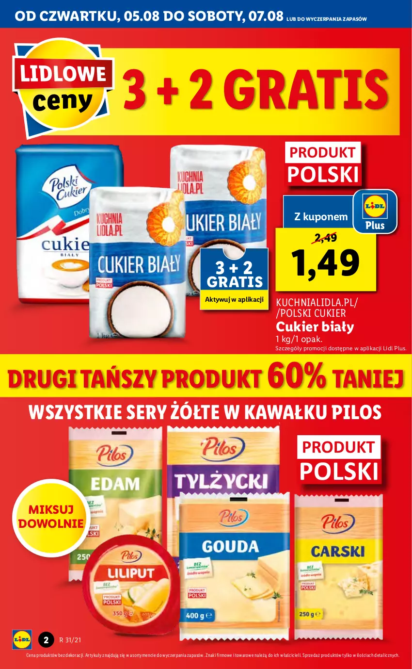 Gazetka promocyjna Lidl - GAZETKA - ważna 05.08 do 07.08.2021 - strona 2 - produkty: Cukier, Gra, Kawa, Kuchnia, Pilos, Ser