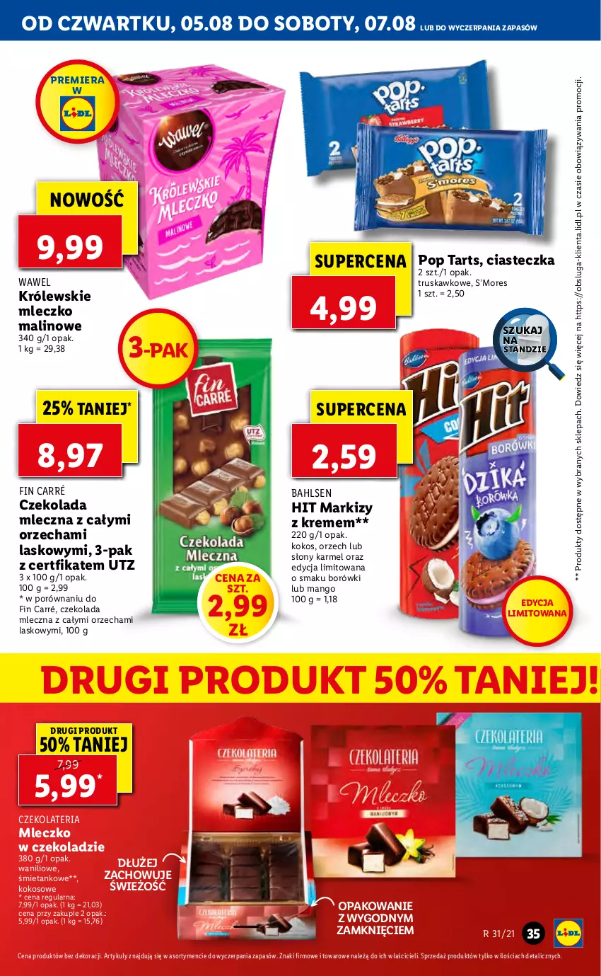 Gazetka promocyjna Lidl - GAZETKA - ważna 05.08 do 07.08.2021 - strona 35 - produkty: Czekolada, Czekolada mleczna, Kokos, Królewski, Królewskie Mleczko, Mango, Mleczko, Por, Wawel