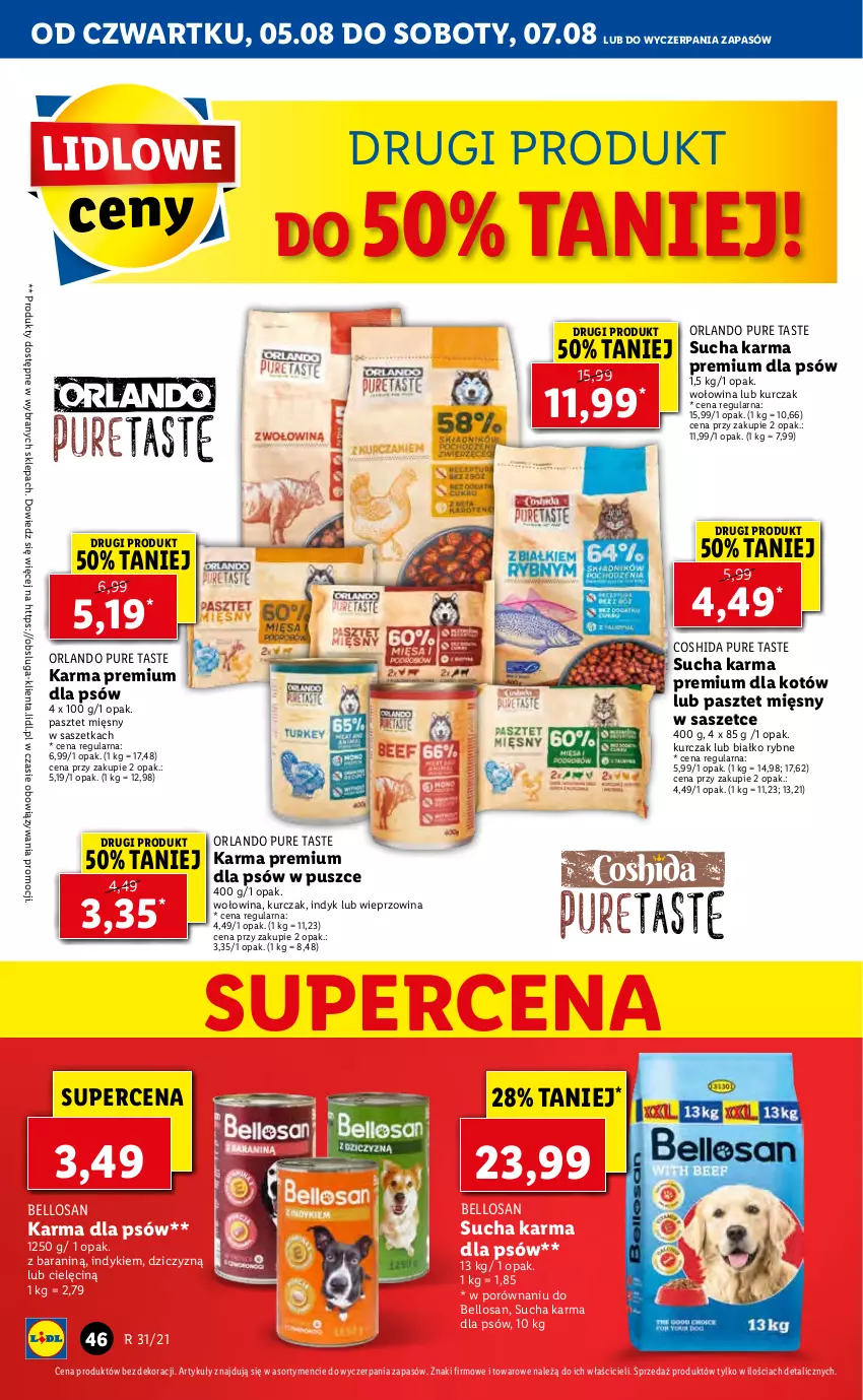 Gazetka promocyjna Lidl - GAZETKA - ważna 05.08 do 07.08.2021 - strona 46 - produkty: Bell, Kurczak, Pasztet, Por, Pur, Sucha karma, Wieprzowina, Wołowina