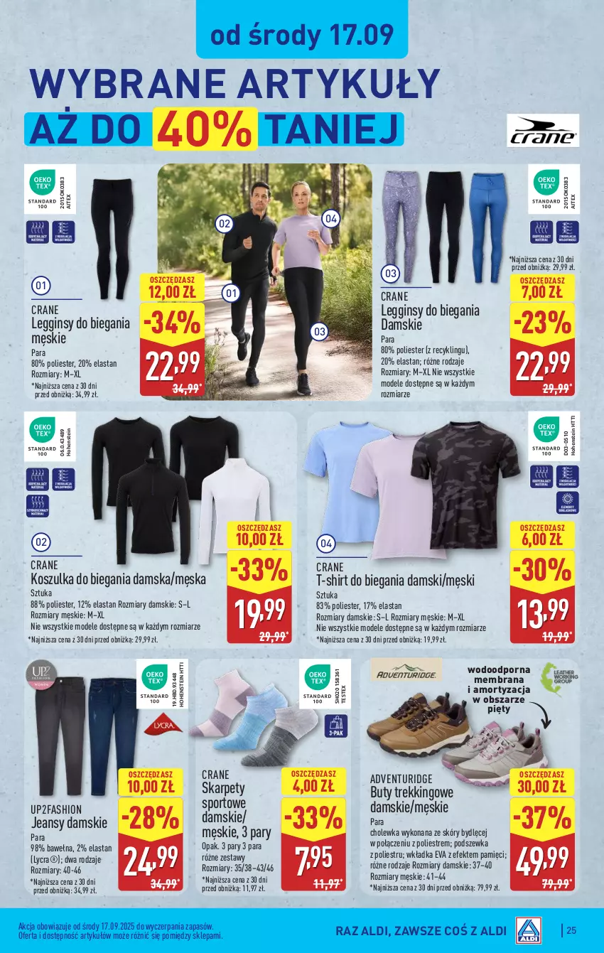 Gazetka promocyjna Aldi - Pełna oferta - ważna 15.09 do 20.09.2025 - strona 25 - produkty: Buty, Fa, Gin, Karp, Kosz, Koszulka, Legginsy, Por, Sport, T-shirt, Wełna