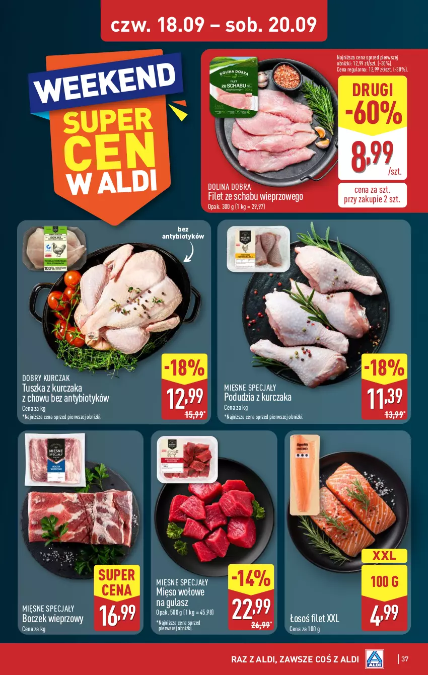 Gazetka promocyjna Aldi - Pełna oferta - ważna 15.09 do 20.09.2025 - strona 37 - produkty: Boczek, Boczek wieprzowy, Kurczak, Mięsne specjały, Mięso, Mięso wołowe, Tusz
