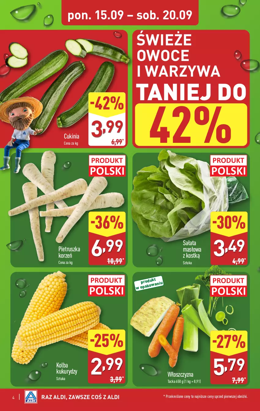 Gazetka promocyjna Aldi - Pełna oferta - ważna 15.09 do 20.09.2025 - strona 4 - produkty: Masło, Owoce, Pietruszka, Sałat, Sałata masłowa, Warzywa