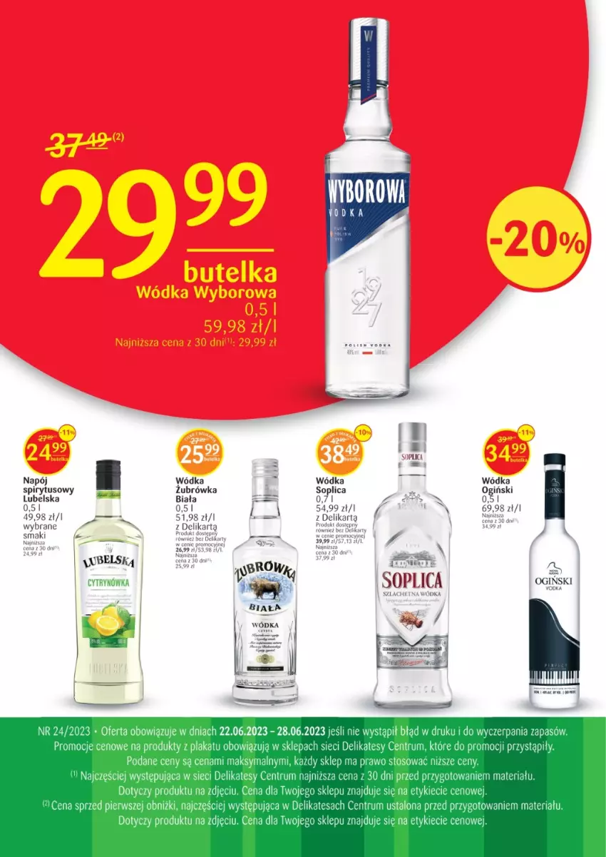 Gazetka promocyjna Delikatesy Centrum - Folder alkoholowy DC24-23 - ważna 22.06 do 28.06.2023 - strona 1 - produkty: LG, Napój, Ogiński, Rum, Soplica, Wódka