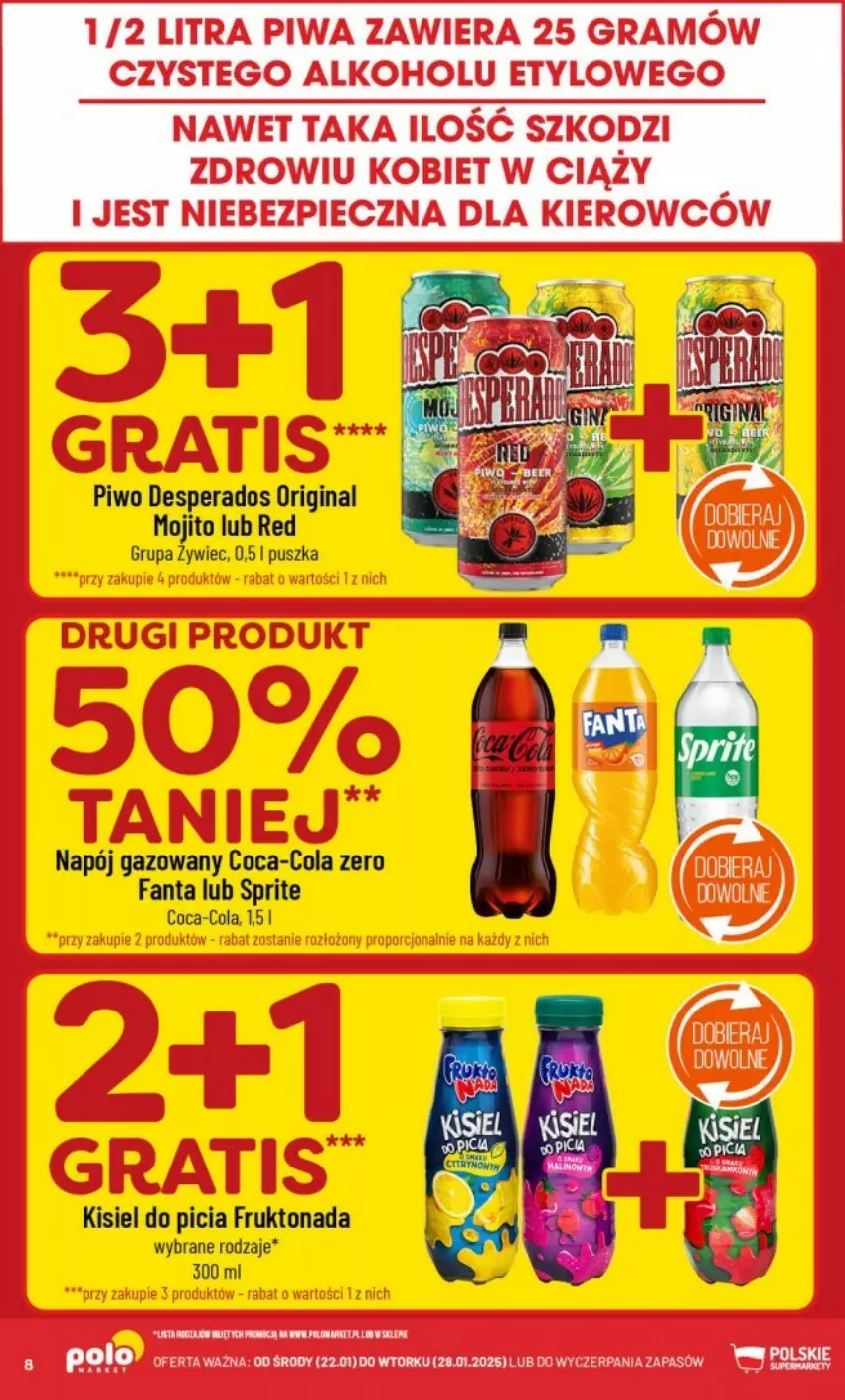 Gazetka promocyjna PoloMarket - ważna 22.01 do 28.01.2025 - strona 45 - produkty: Coca-Cola, Desperados, Fa, Fanta, Gin, Gra, Kisiel, Napój, Napój gazowany, Piec, Piwa, Piwo, Ser, Sprite