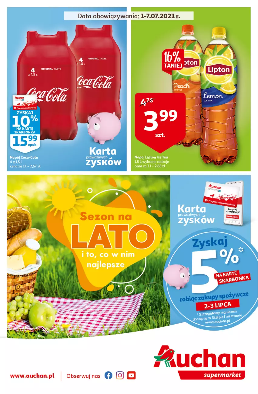 Gazetka promocyjna Auchan - Sezon na lato Supermarkety - ważna 01.07 do 07.07.2021 - strona 1 - produkty: Gin, Ser