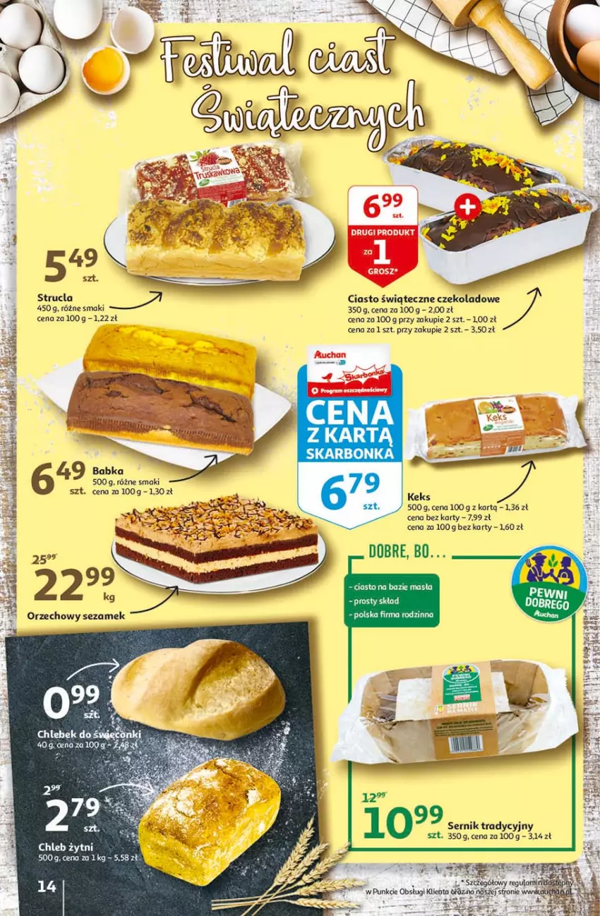 Gazetka promocyjna Auchan - Święta tuż tuż Hipermarkety - ważna 25.03 do 03.04.2021 - strona 14 - produkty: Babka, Chleb, Fa, Ser, Strucla