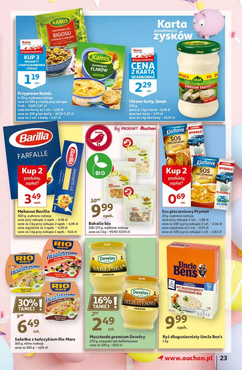 Gazetka promocyjna Auchan - Święta tuż tuż Hipermarkety - ważna 25.03 do 03.04.2021 - strona 23 - produkty: Barilla, Makaron, Mus, Musztarda, Rio Mare, Ryż, Sałat, Sałatka, Tera, Tuńczyk, Uncle Ben's