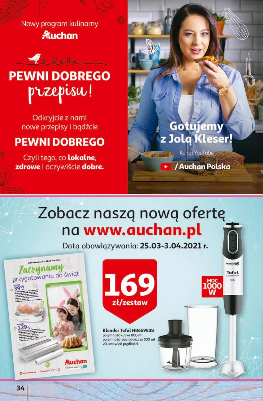 Gazetka promocyjna Auchan - Święta tuż tuż Hipermarkety - ważna 25.03 do 03.04.2021 - strona 34 - produkty: Blender, Fa, Ser, Tefal