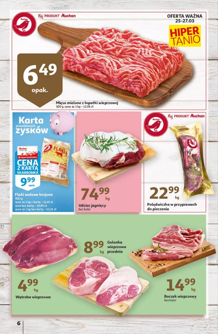 Gazetka promocyjna Auchan - Święta tuż tuż Hipermarkety - ważna 25.03 do 03.04.2021 - strona 6 - produkty: Boczek, Boczek wieprzowy, Mięso, Mięso mielone, Mięso mielone z łopatki wieprzowej, Piec