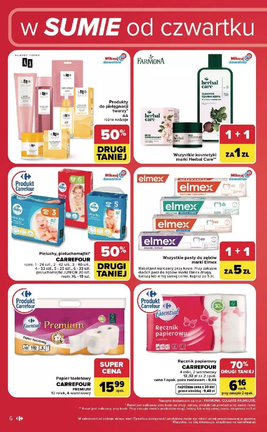 Gazetka promocyjna Carrefour - Gazetka Carrefour, Market w SUMIE od czwartku WEEKEND OKAZJI - ważna 20.08 do 22.08.2026 - strona 6 - produkty: Elmex, Fa, K2, LG, Majtki, Papier, Papier toaletowy, Pieluchy, Ręcznik, Tefal