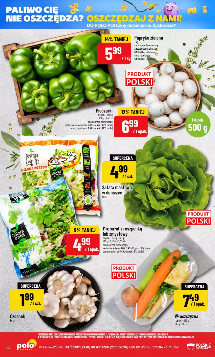 Gazetka promocyjna PoloMarket - Gazetka POLOmarket - ważna 21.10 do 27.10.2026 - strona 16 - produkty: Czosnek, Gra, Kosz, Masło, Papryka, Piec, Por, Rama, Sałat, Sałata masłowa, Tusz