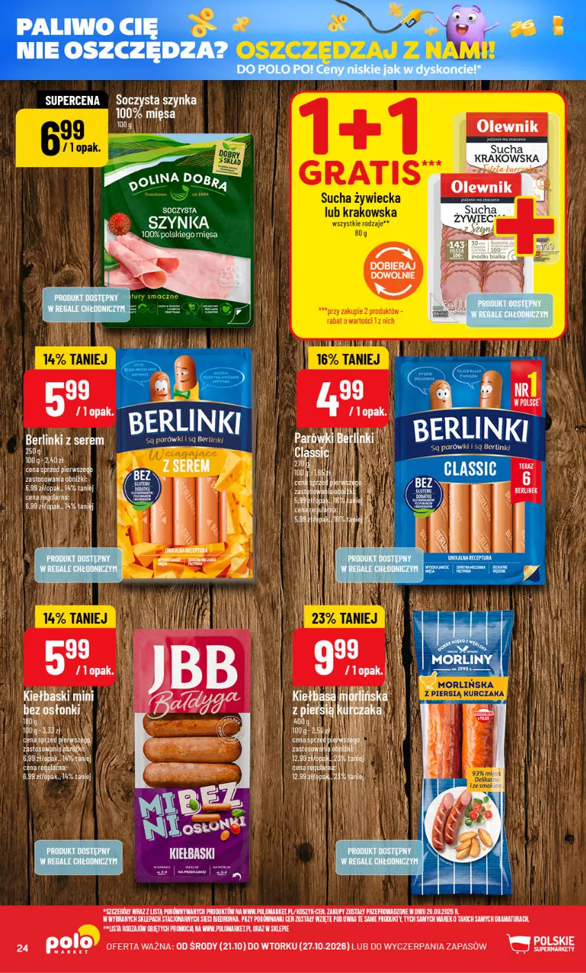 Gazetka promocyjna PoloMarket - Gazetka POLOmarket - ważna 21.10 do 27.10.2026 - strona 24 - produkty: Berlinki, Gra, Kosz, Kurczak, Olewnik, Parówki, Por, Rama, Ser, Szynka
