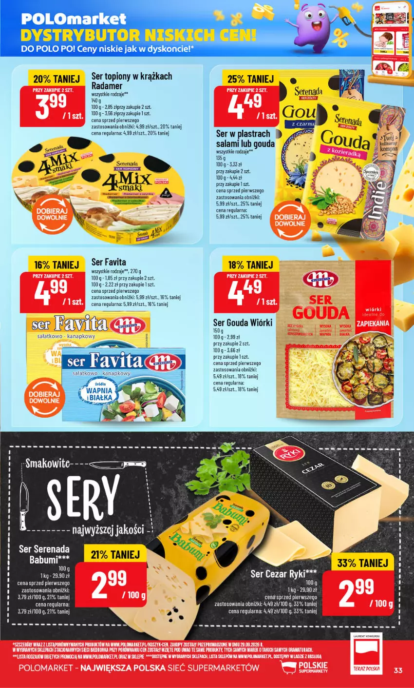 Gazetka promocyjna PoloMarket - Gazetka POLOmarket - ważna 21.10 do 27.10.2026 - strona 33 - produkty: Fa, Favita, Gouda, Radamer, Salami, Sałat, Ser, Ser topiony, Top