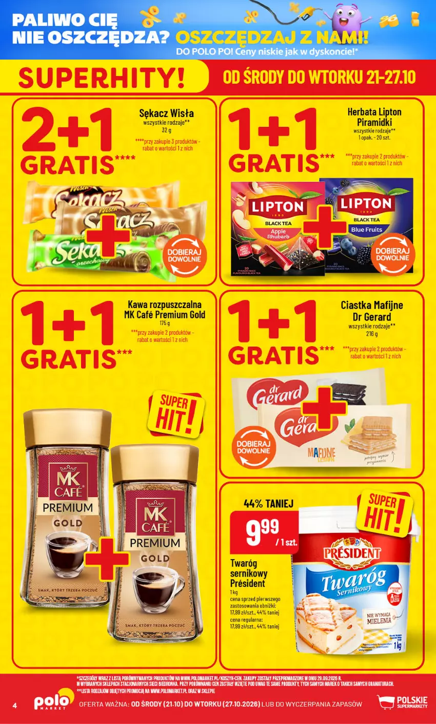 Gazetka promocyjna PoloMarket - Gazetka POLOmarket - ważna 21.10 do 27.10.2026 - strona 4 - produkty: Ciastka, Dr Gerard, Gra, Herbata, Kawa, Kawa rozpuszczalna, Kosz, Lipton, Por, Rama, Sękacz, Ser, Twaróg