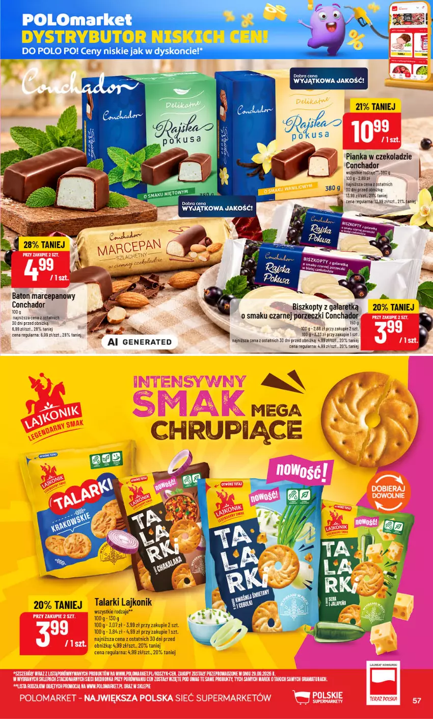 Gazetka promocyjna PoloMarket - Gazetka POLOmarket - ważna 21.10 do 27.10.2026 - strona 57 - produkty: Baton, Baton marcepanowy, Biszkopty, Fa, Lajkonik, Laur, Pianka w czekoladzie, Por
