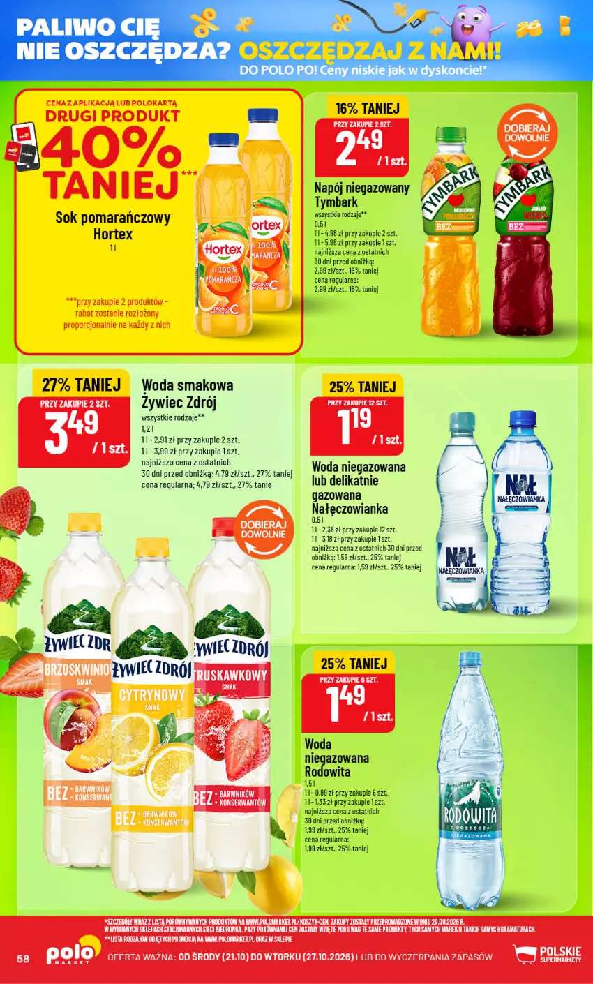 Gazetka promocyjna PoloMarket - Gazetka POLOmarket - ważna 21.10 do 27.10.2026 - strona 58 - produkty: Hortex, Kosz, Nałęczowianka, Napój, Napój niegazowany, Por, Ser, Sok, Sok pomarańczowy, Woda, Woda niegazowana