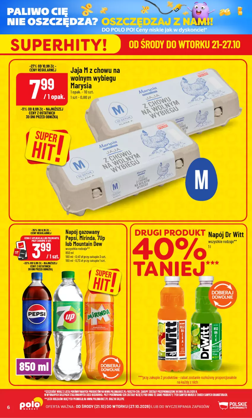 Gazetka promocyjna PoloMarket - Gazetka POLOmarket - ważna 21.10 do 27.10.2026 - strona 6 - produkty: 7up, Gra, Jaja, Kosz, Mirinda, Napój, Napój gazowany, Pepsi, Por, Rama