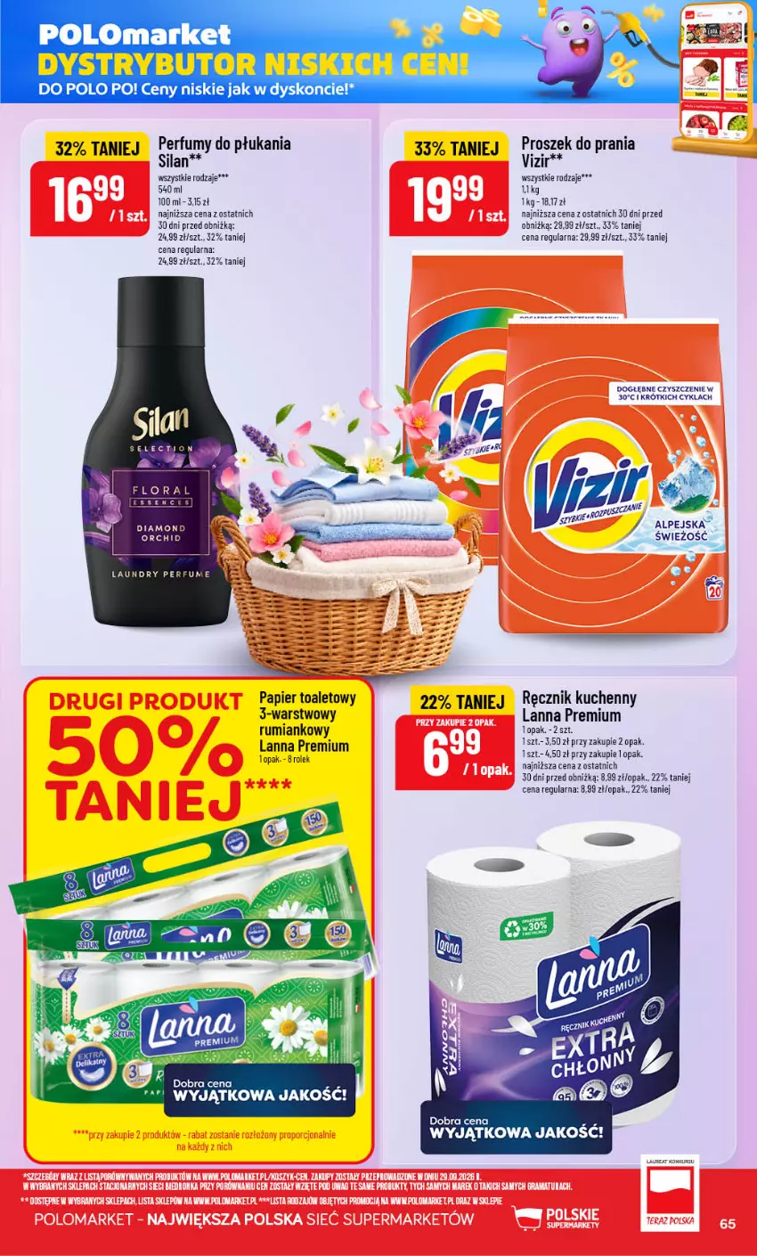 Gazetka promocyjna PoloMarket - Gazetka POLOmarket - ważna 21.10 do 27.10.2026 - strona 65 - produkty: Laur, Papier, Papier toaletowy, Perfum, Proszek do prania, Ręcznik, Ręcznik kuchenny, Rum, Silan, Vizir