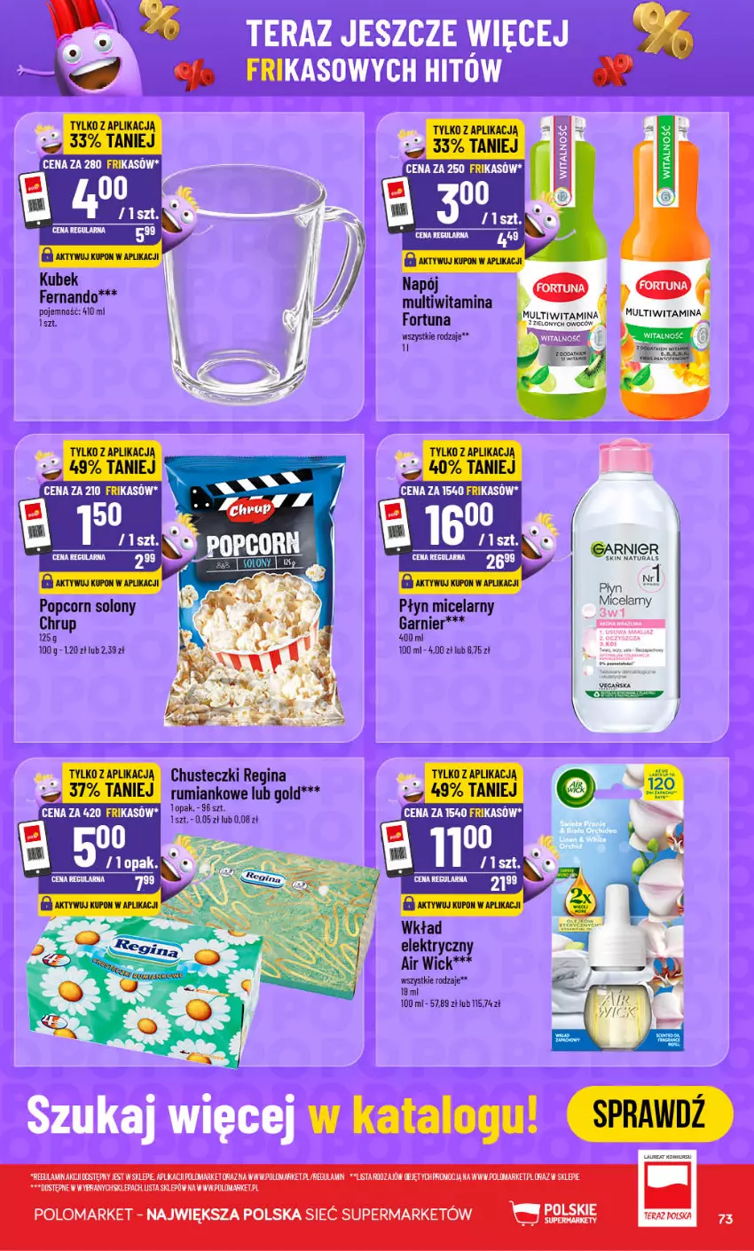 Gazetka promocyjna PoloMarket - Gazetka POLOmarket - ważna 21.10 do 27.10.2026 - strona 73 - produkty: Chusteczki, Fa, Fortuna, Garnier, Gin, Kubek, Laur, Napój, Płyn micelarny, Popcorn, Por, Rum