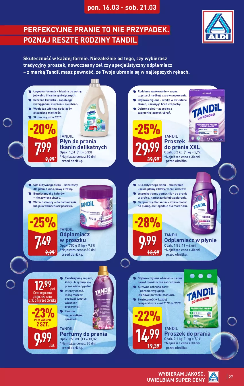 Gazetka promocyjna Aldi - Pełna oferta - ważna 16.03 do 21.03.2026 - strona 27 - produkty: Aksam, Odplamiacz, Perfum, Piec, Płyn do prania, Pościel, Proszek do prania, Ręcznik, Ubrania