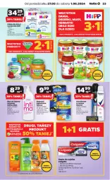 Gazetka promocyjna Netto - Od Poniedziałku - Gazetka - ważna od 01.06 do 01.06.2024 - strona 23 - produkty: HiPP, Sok, Ser, Mus, Gra, Rexona, Dezodorant, Pasta do zębów, Kosmetyki do pielęgnacji, Always, Ziaja, Podpaski, Dzieci, Płyn do higieny intymnej, Deser, Colgate, Mleko dla dzieci, Mleko, LG