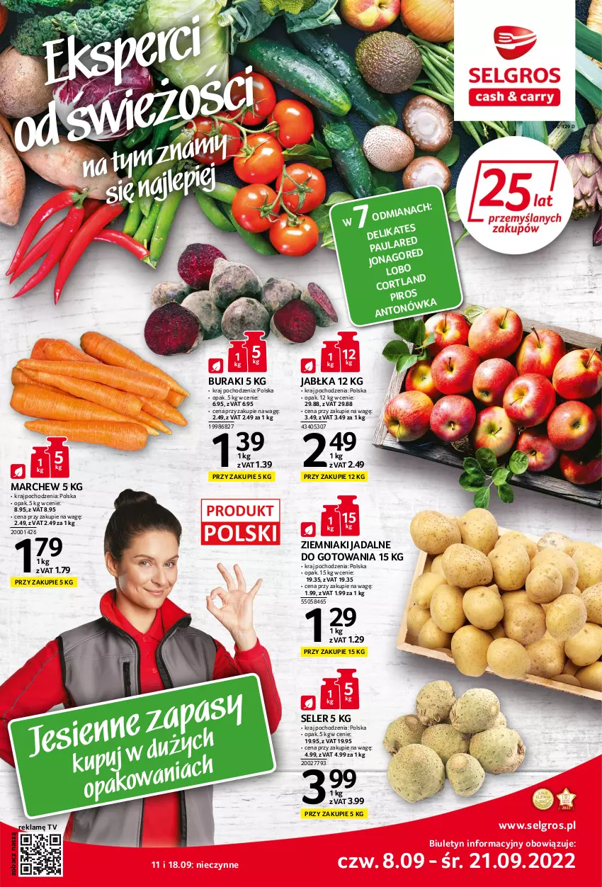 Gazetka promocyjna Selgros - Katalog eksperci od świeżości - ważna 08.09 do 21.09.2022 - strona 1 - produkty: Buraki, Jabłka, LG, Ziemniaki