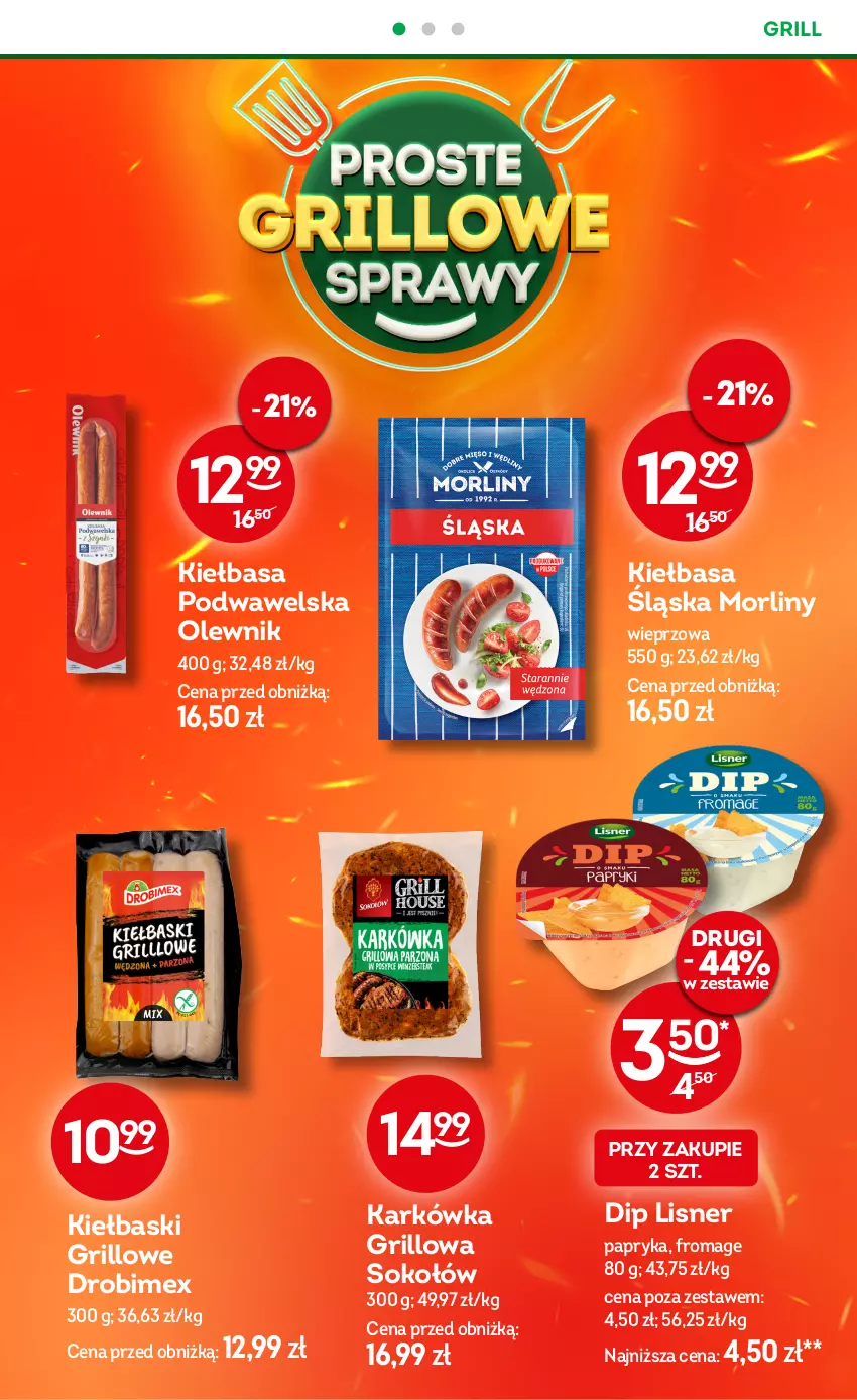 Gazetka promocyjna Żabka - ważna 13.08 do 26.08.2025 - strona 10 - produkty: Drobimex, Grill, Kiełbasa, Kiełbasa podwawelska, Kiełbasa śląska, Lisner, Morliny, Olewnik, Papryka, Sok, Sokołów, Wawel