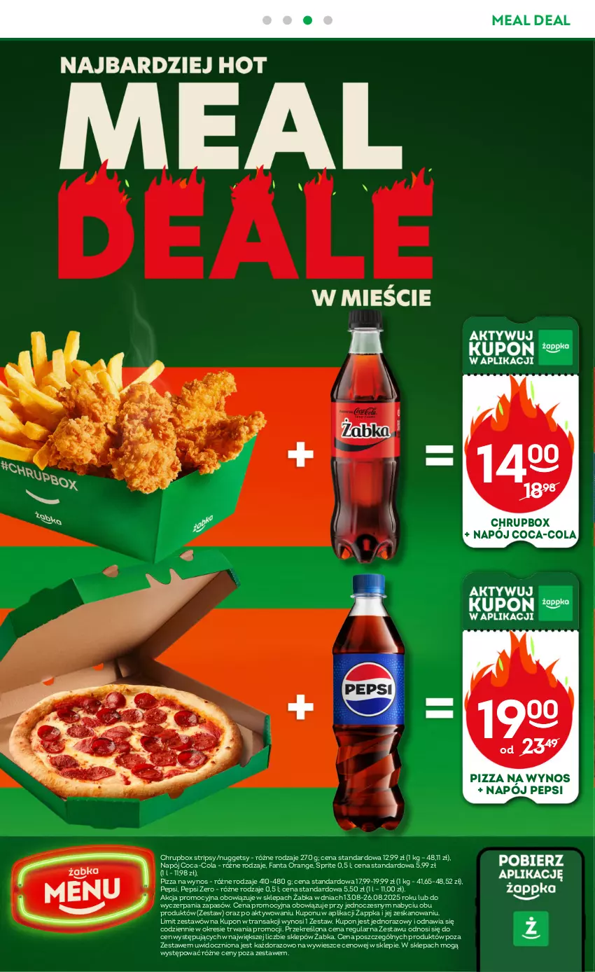 Gazetka promocyjna Żabka - ważna 13.08 do 26.08.2025 - strona 52 - produkty: Coca-Cola, Fa, Fanta, Napój, Pepsi, Pizza, Sprite, Tran