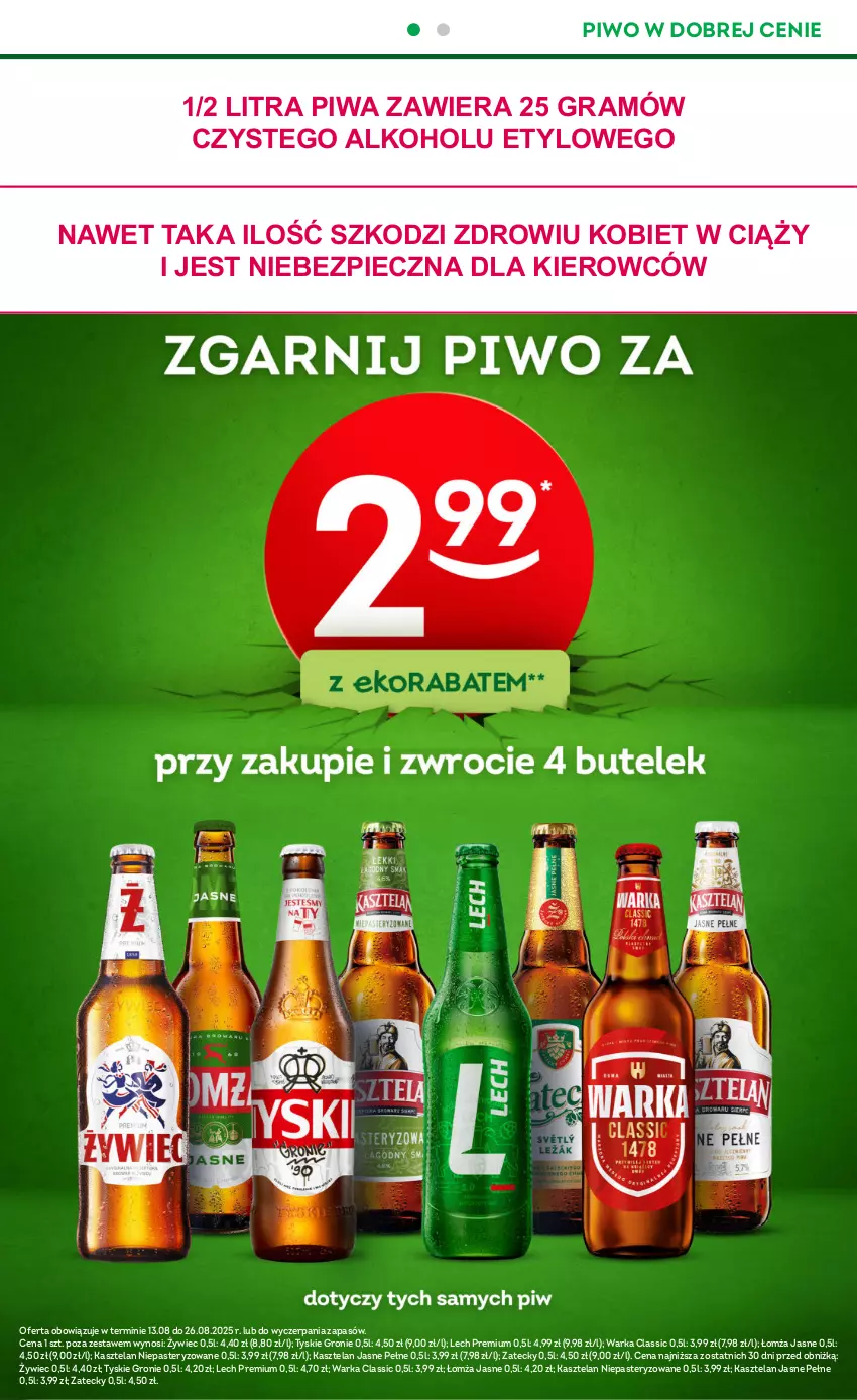 Gazetka promocyjna Żabka - ważna 13.08 do 26.08.2025 - strona 8 - produkty: Gra, Kasztelan, Lech Premium, Piec, Piwa, Piwo, Tyskie, Warka
