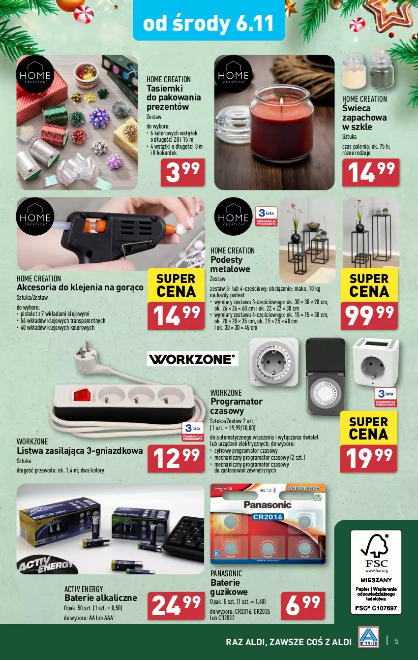 Gazetka promocyjna Aldi - Artykuły przemysłowe i tekstylia - ważna 06.11 do 09.11.2024 - strona 5 - produkty: Baterie alkaliczne, Gra, Klej, Listwa, Panasonic, Pistolet, Rama, Tran