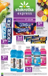 Gazetka promocyjna Stokrotka - Express - Gazetka - ważna od 23.09 do 23.09.2026 - strona 1 - produkty: Ciastka, Warzywa, Gra, Napój energetyczny, Tiger, Napój izotoniczny, Oshee, Delicje, Baton, Owoce, Napój, Mięso