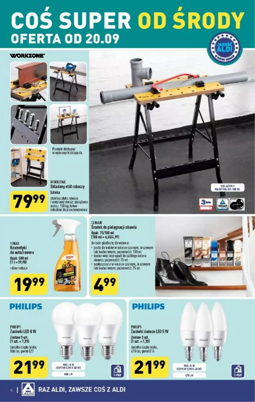 Gazetka promocyjna Aldi - ważna 20.09 do 23.09.2023 - strona 11 - produkty: Clin, Philips, Płyta, Rower, Sonax, Stół