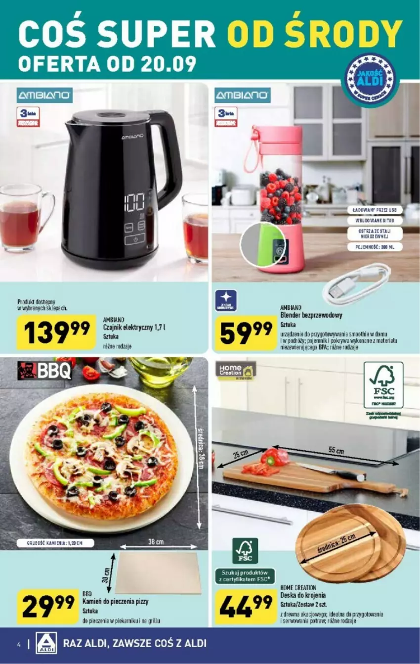 Gazetka promocyjna Aldi - ważna 20.09 do 23.09.2023 - strona 9 - produkty: Czajnik, Czajnik elektryczny, Deska do krojenia, Grill, Piec, Pojemnik, Pokrywa, Ser, Smoothie