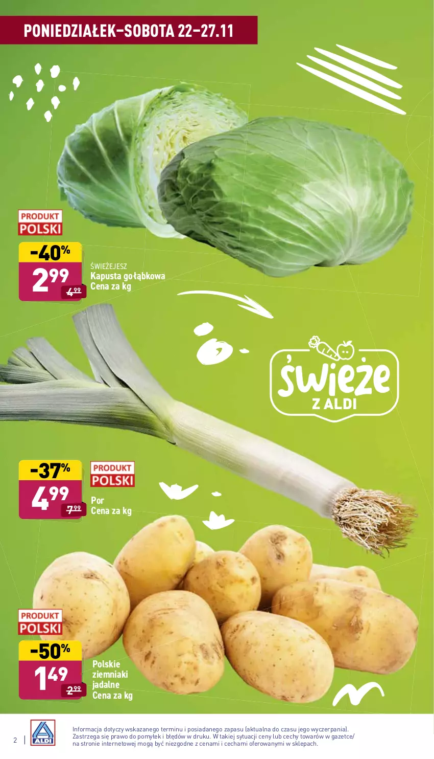 Gazetka promocyjna Aldi - Katalog spożywczy - ważna 22.11 do 27.11.2021 - strona 2 - produkty: Por, Ziemniaki