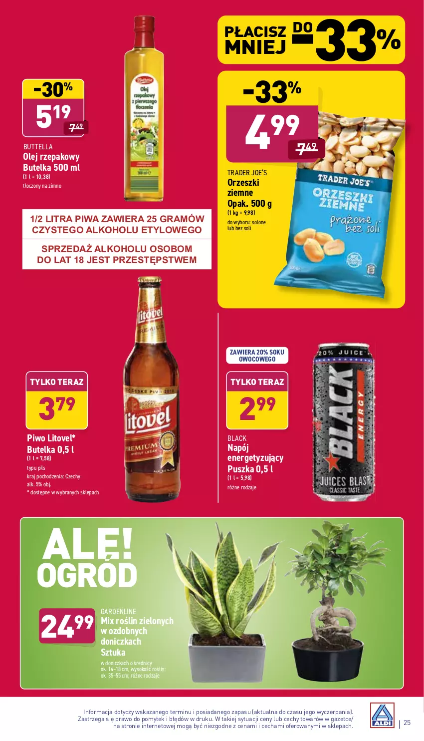 Gazetka promocyjna Aldi - Katalog spożywczy - ważna 22.11 do 27.11.2021 - strona 25 - produkty: Gra, Lack, Napój, Olej, Olej rzepakowy, Orzeszki, Orzeszki ziemne, Piwa, Piwo, Sok, Tera