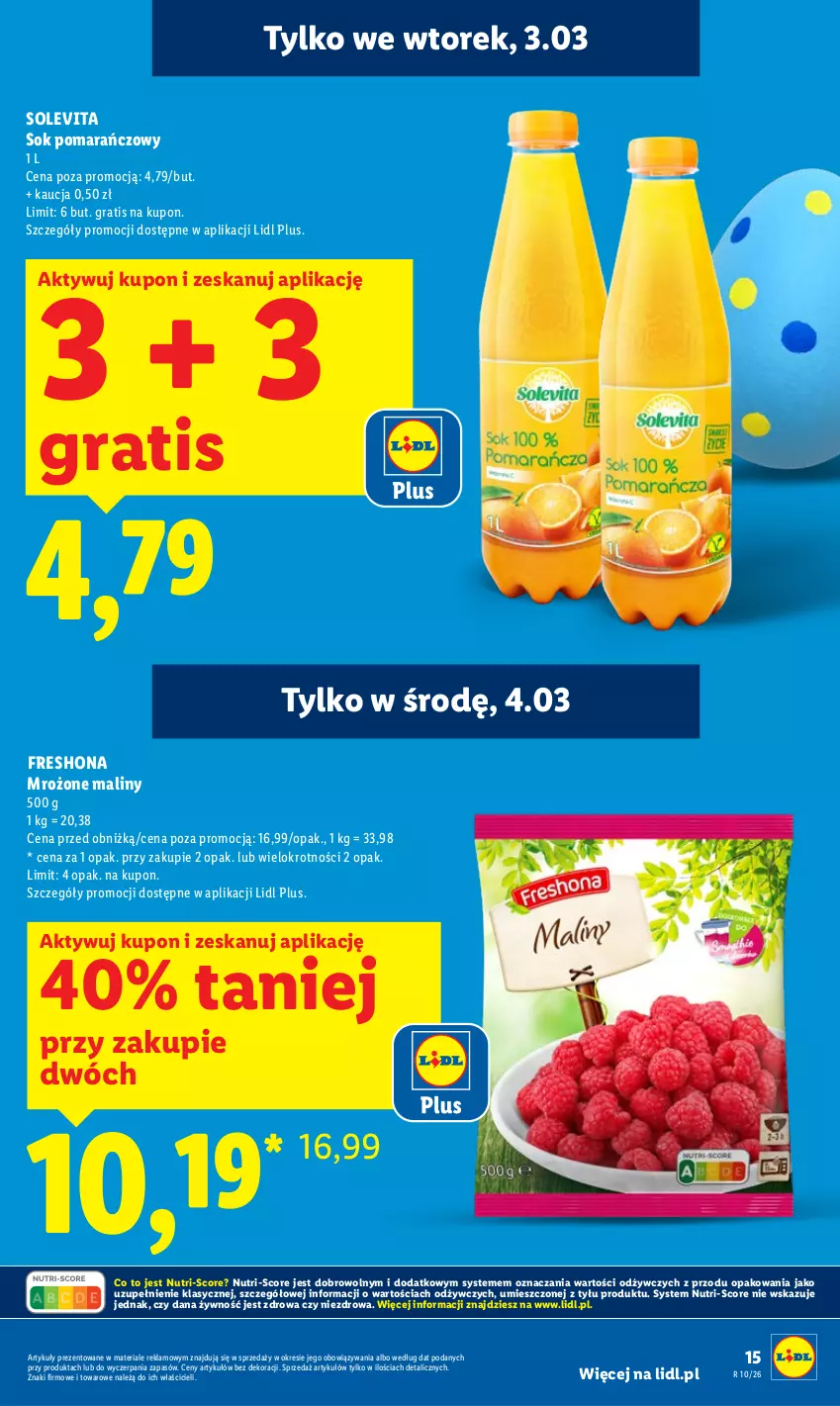 Gazetka promocyjna Lidl - Oferta ważna od 2.03 do 4.03 - ważna 02.03 do 04.03.2026 - strona 15 - produkty: Gra, Maliny, Sok, Sok pomarańczowy