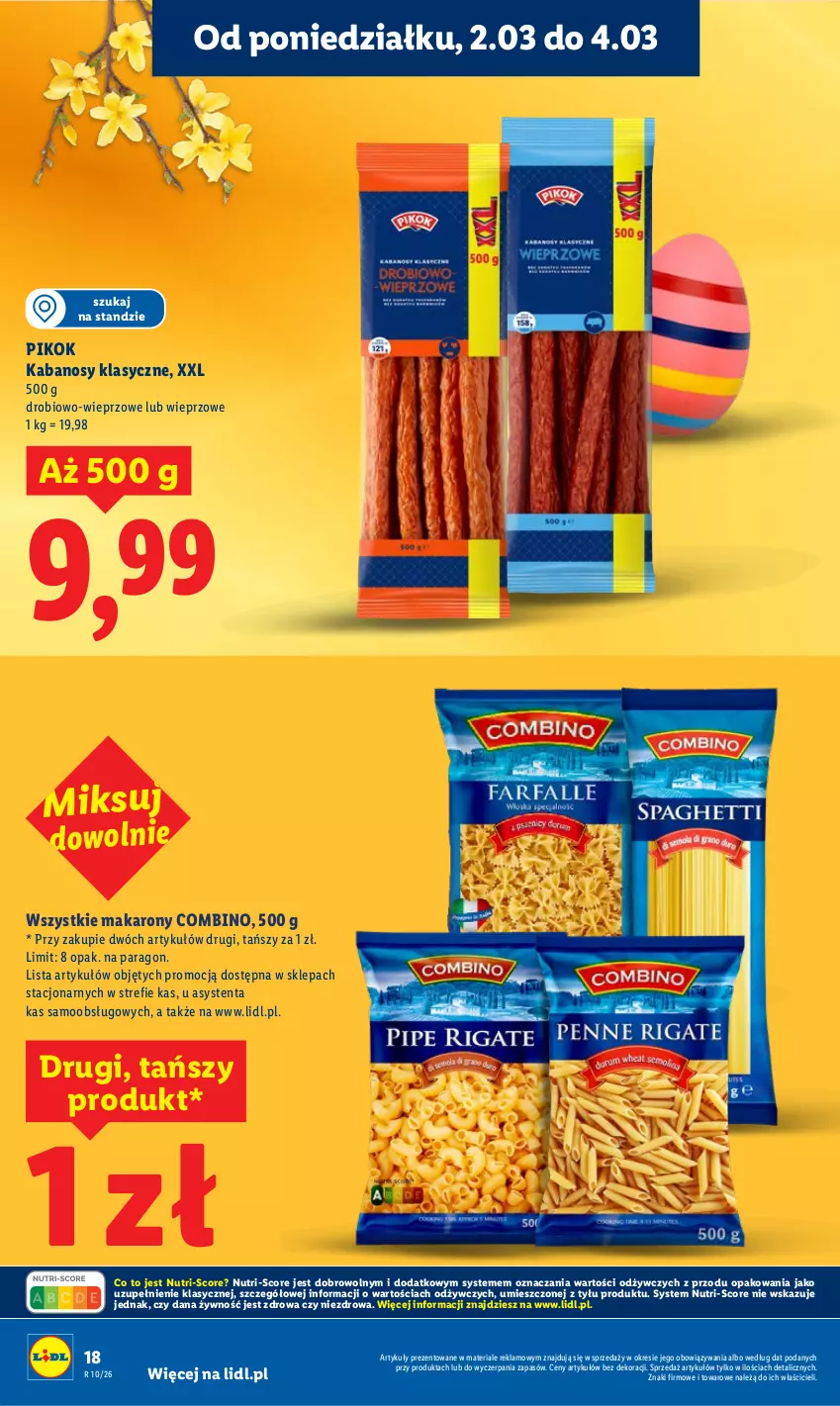 Gazetka promocyjna Lidl - Oferta ważna od 2.03 do 4.03 - ważna 02.03 do 04.03.2026 - strona 18 - produkty: Kabanos, Makaron, PIKOK