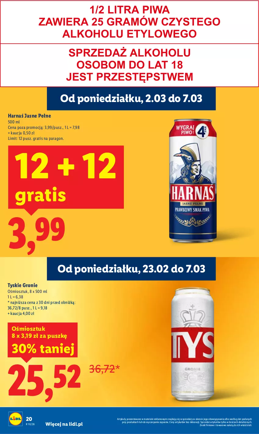 Gazetka promocyjna Lidl - Oferta ważna od 2.03 do 4.03 - ważna 02.03 do 04.03.2026 - strona 20 - produkty: Gra, Harnaś, Tyskie