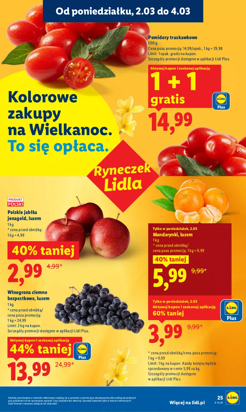 Gazetka promocyjna Lidl - Oferta ważna od 2.03 do 4.03 - ważna 02.03 do 04.03.2026 - strona 25 - produkty: Gra, Jabłka, Jonagold, Mandarynki, Olej, Pomidory, Wino, Winogrona