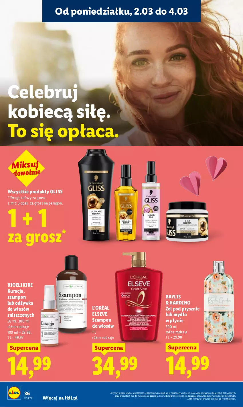 Gazetka promocyjna Lidl - Oferta ważna od 2.03 do 4.03 - ważna 02.03 do 04.03.2026 - strona 36 - produkty: Elseve, L’Oréal, Mydło, Mydło w płynie, Odżywka, Szampon