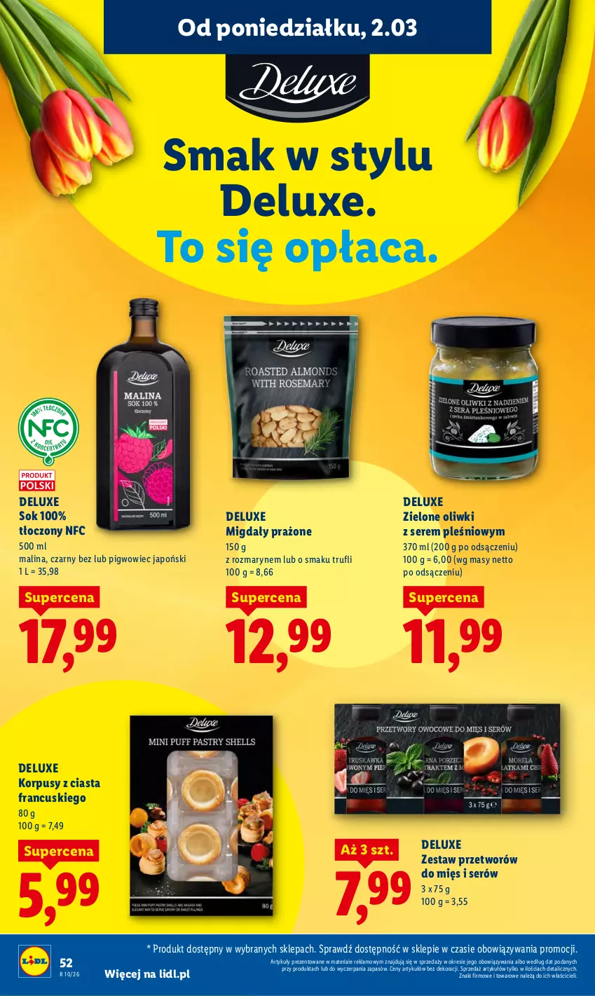 Gazetka promocyjna Lidl - Oferta ważna od 2.03 do 4.03 - ważna 02.03 do 04.03.2026 - strona 52 - produkty: Korpusy, Migdały, Oliwki, Pigwowiec, Ser, Sok