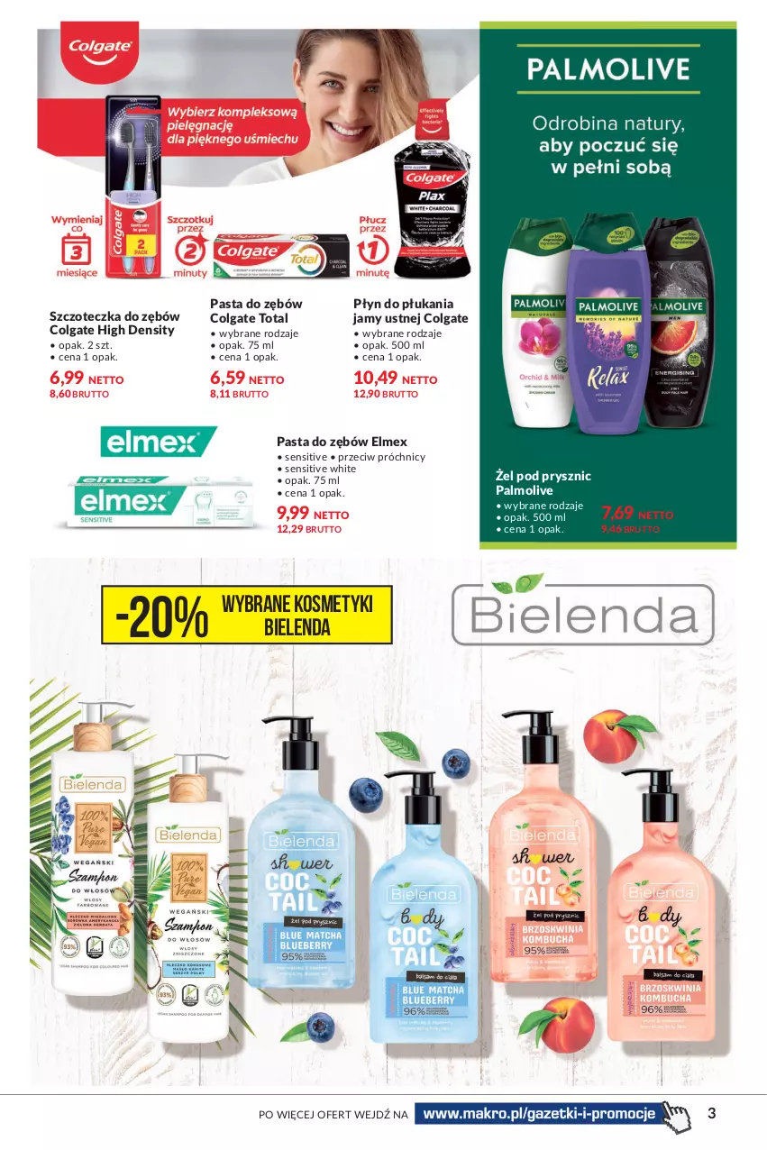 Gazetka promocyjna Makro - [Oferta specjalna] Chwile dla urody - ważna 28.06 do 11.07.2022 - strona 3 - produkty: Bielenda, Colgate, Colgate Total, Elmex, LG, Palmolive, Pasta do zębów, Płyn do płukania, Płyn do płukania jamy ustnej, Szczoteczka, Szczoteczka do zębów