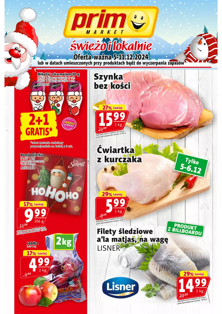 Gazetka promocyjna Prim Market - ważna 05.12 do 11.12.2024 - strona 1 - produkty: Jabłka, Kurczak, Lisner, Por, Szynka