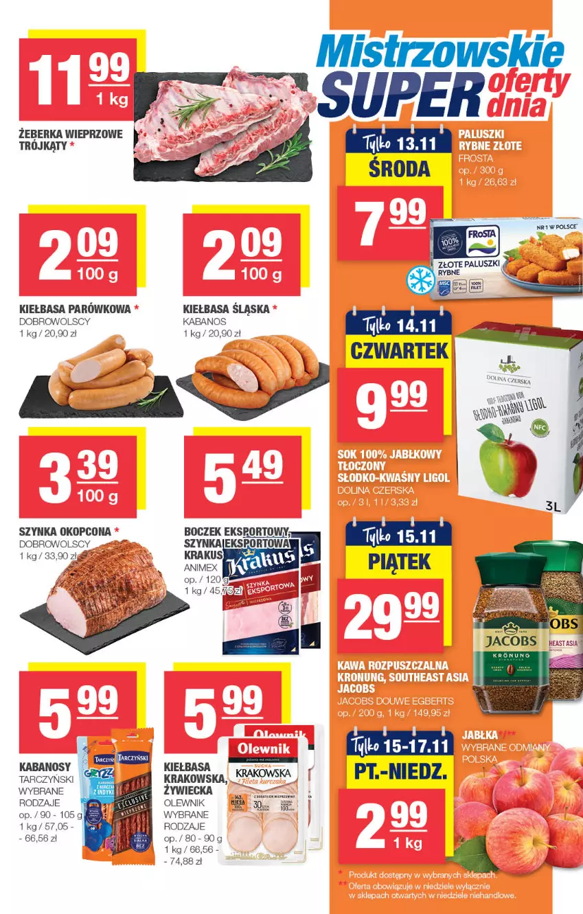 Gazetka promocyjna Spar - Spar-Mini - ważna 03.11 do 13.11.2024 - strona 3 - produkty: Boczek, Jacobs, Kabanos, Kiełbasa, Kiełbasa krakowska, Kiełbasa śląska, Krakus, Olewnik, Szynka, Tarczyński