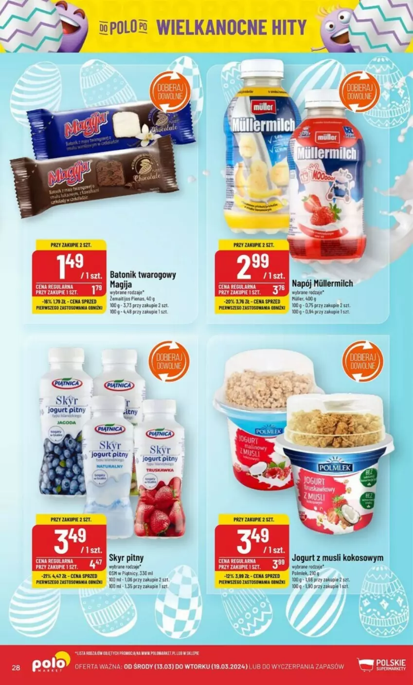 Gazetka promocyjna PoloMarket - ważna 13.03 do 19.03.2024 - strona 21 - produkty: Baton, Batonik twarogowy, Jogurt, Jogurt pitny, Kokos, Magija, Mus, Napój, Tonik